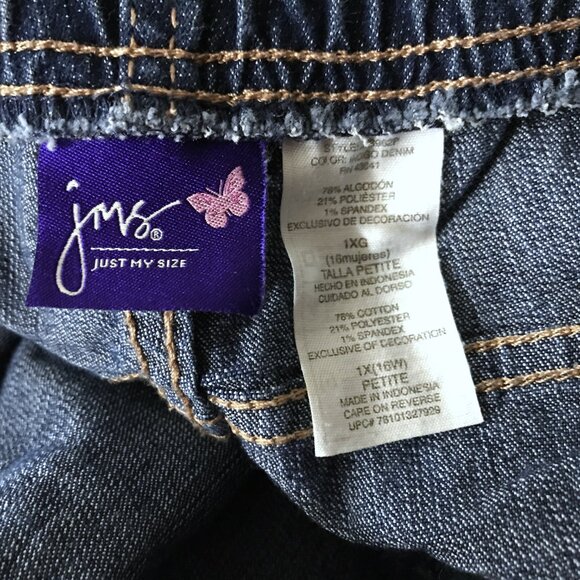 Just My Size Pull Up Denim Jeans Dark Wash Pockets 1X 16W Petite - Picture 6 of 7